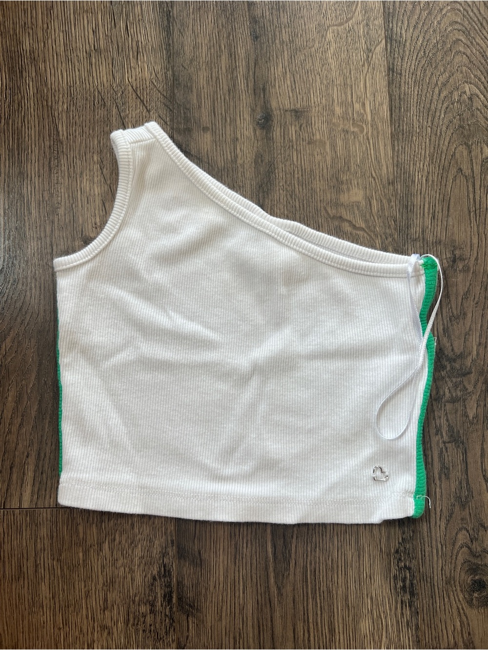 ZARA Kids White Ribbed One Shoulder Cropped Top - Size 6/7